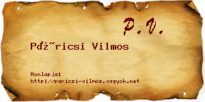 Páricsi Vilmos névjegykártya